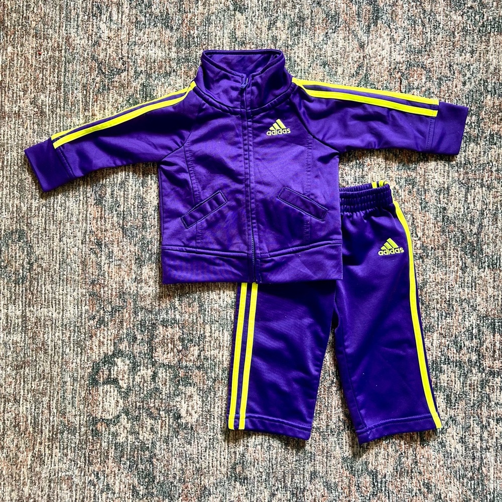 Adidas purple baby jersey jogger set
